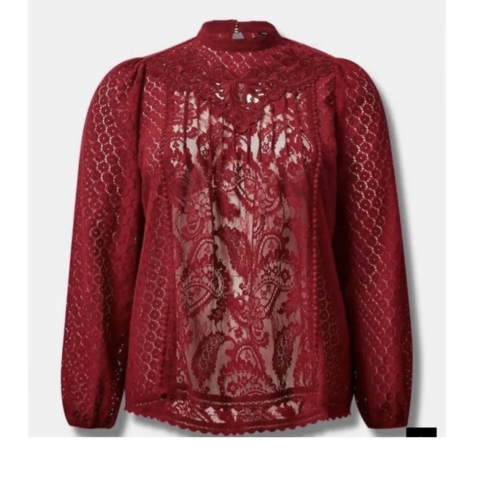 Torrid red lace high neck top nwt, size 0 - Picture 2 of 4